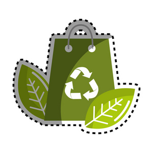 印有回收标志及叶子的环保袋图片
