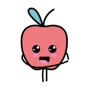 可爱的快乐苹果水果矢量插图