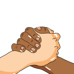 友好的手在一起，就像友谊符号，矢量插图