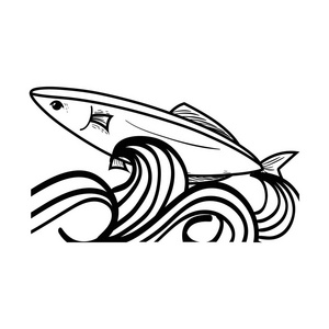 海中鱼线动物用波浪设计矢量图图片