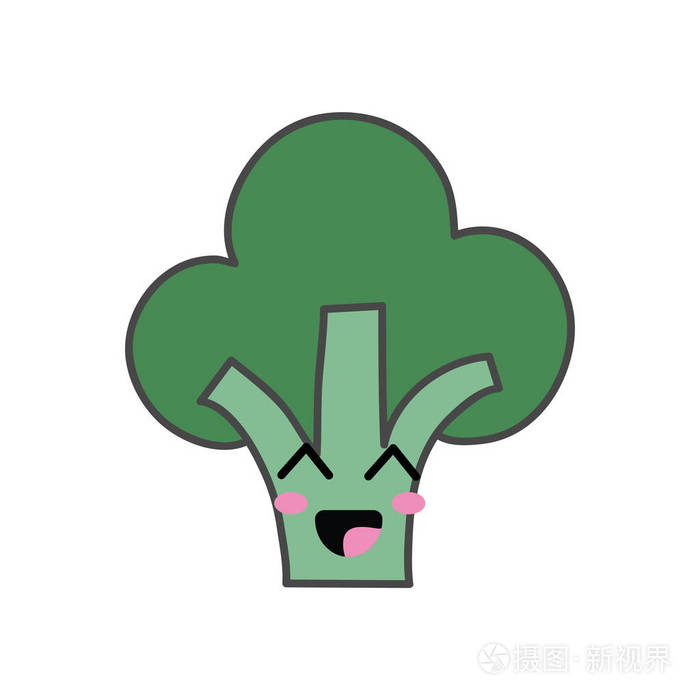 可爱的快乐花椰菜矢量插图