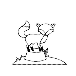 点缀形状可爱的狐狸动物博莱木树矢量插图