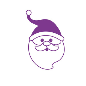 圣诞老人头像与胡须和帽子圣诞矢量插图