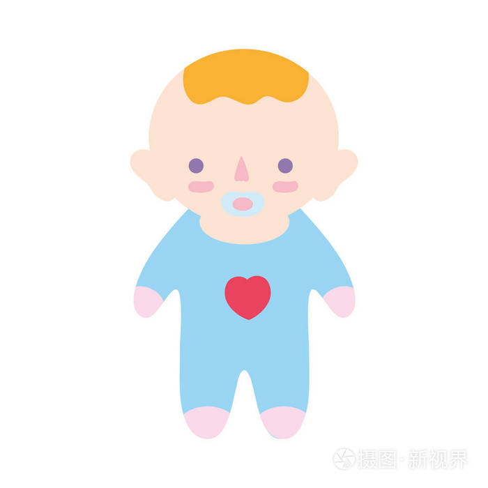 带奶嘴和发型矢量图的男婴