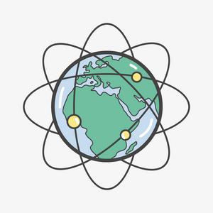 地球静止轨道周围地球行星矢量图