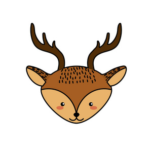 可爱鹿头野生动物插图