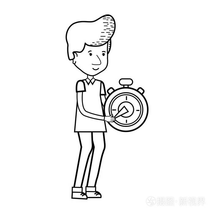 剪影送货员手中有口袋时钟矢量插图插画-正版商用图片17rw2f-摄图新