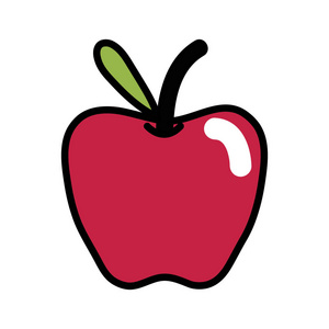 美味的苹果水果，叶子矢量插图设计