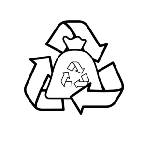 线袋回收与环境保护符号围绕矢量插图