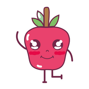 可爱的快乐苹果水果矢量插图照片