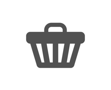 购物车图标。 网上购物标志。 超市篮子符号。 质量设计要素。 经典风格图标。 向量