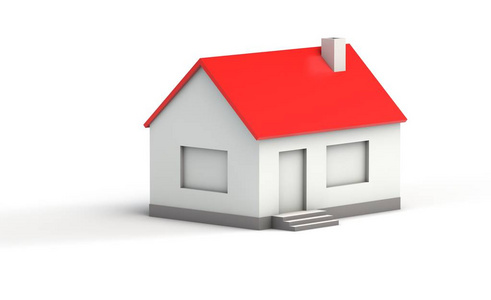 红顶房子白底红顶房屋的简单三维模型照片