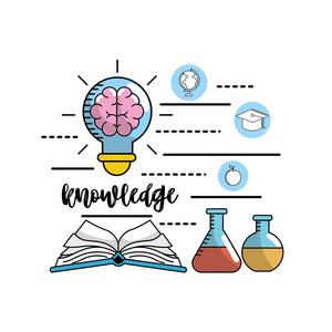 设置学校用具教育知识矢量插图