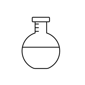 线Erlenmeyer烧瓶实验室化学设计矢量插图