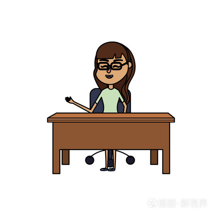 女教师坐着向学生讲解矢量插图
