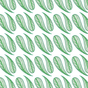 绿色可爱的植物学背景矢量插图