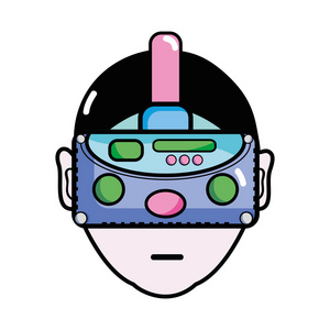 头部男孩与3D眼镜虚拟体验游戏矢量插图