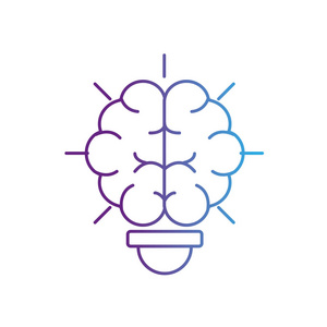 线灯泡与大脑内部创造性设计矢量插图