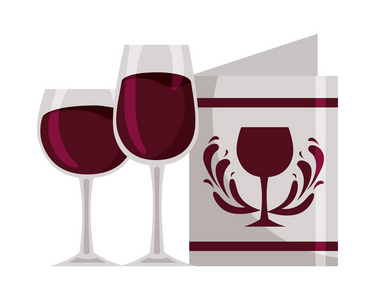葡萄酒杯和餐厅菜单饮料