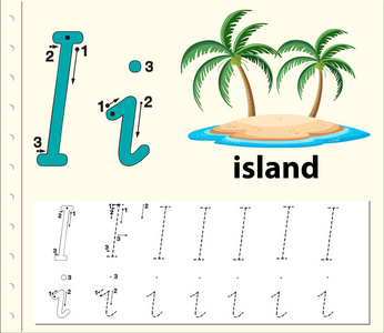 字母I跟踪字母表工作表插图