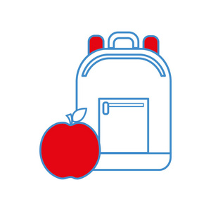 袋式学习工具，苹果水果矢量插图