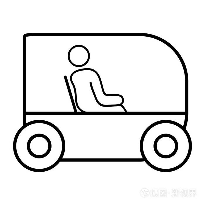 坐在未来派汽车创新矢量插图中的排队人插画-正版商用图片17s0ep-摄图
