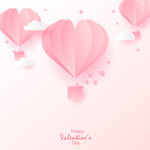 情人节快乐贺卡用飞纸切粉红色的心。向量