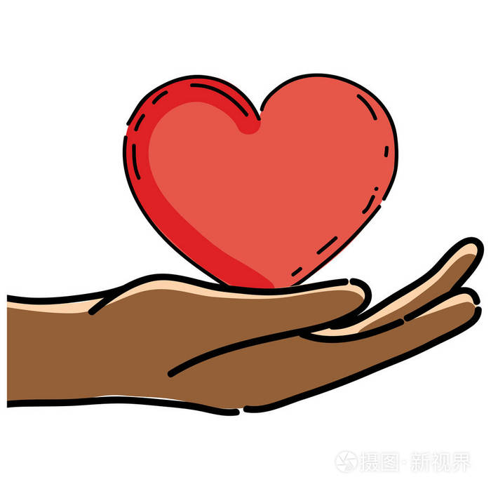 可爱的手,漂亮的心脏设计矢量插图
