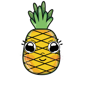 可爱的快乐菠萝水果矢量插图