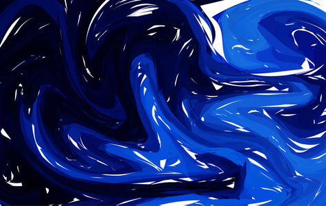 矢量手工绘制的水大理石纹理艺术作品。 液体油漆图案。 埃布鲁苏米纳加什技术中的抽象深蓝色背景。
