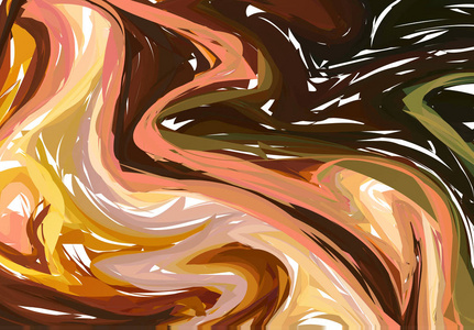 矢量手工绘制的水大理石纹理艺术作品。 液体油漆图案。 艾布鲁苏米纳加什技术中的抽象橙色背景。