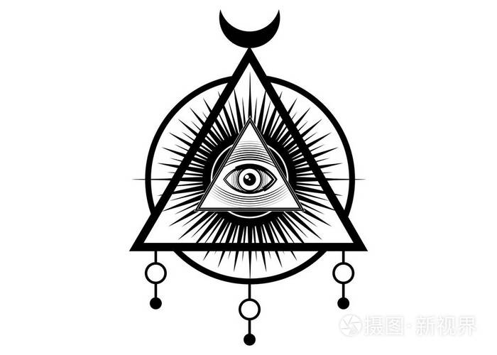 所有的眼睛,第三只眼睛(普罗维登斯的眼睛)在三角形金字塔内.