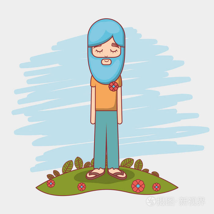 人类和平与爱放松冥想矢量插图