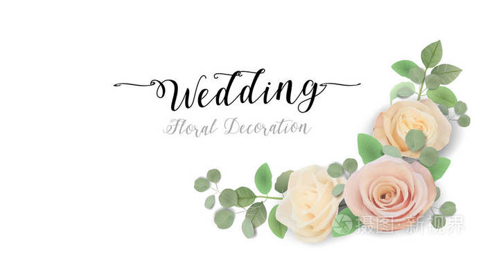 花婚礼邀请雅邀请感谢rsvp保存日期新娘花洒结婚日卡片模板潮流设计花园花粉桃红蔷薇绿桉叶绿花花束 黄金几何框架大理石背景矢量插画 正版商用图片17s2t2 摄图新视界