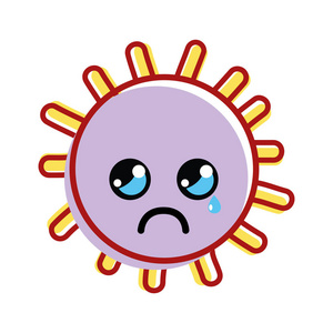 卡瓦伊哭太阳可爱的眼睛和脸颊矢量插图设计插画