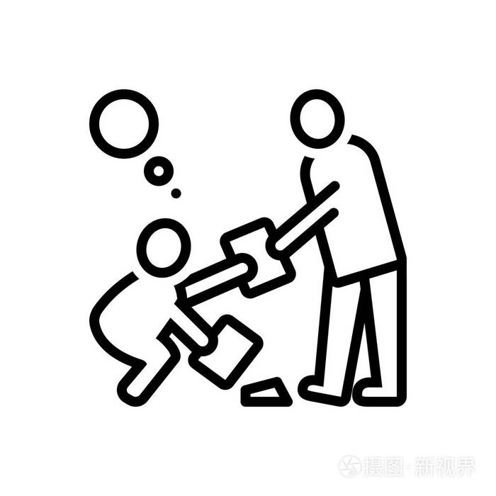 黑线图标的体面尊重插画-正版商用图片17s614-摄图新视界