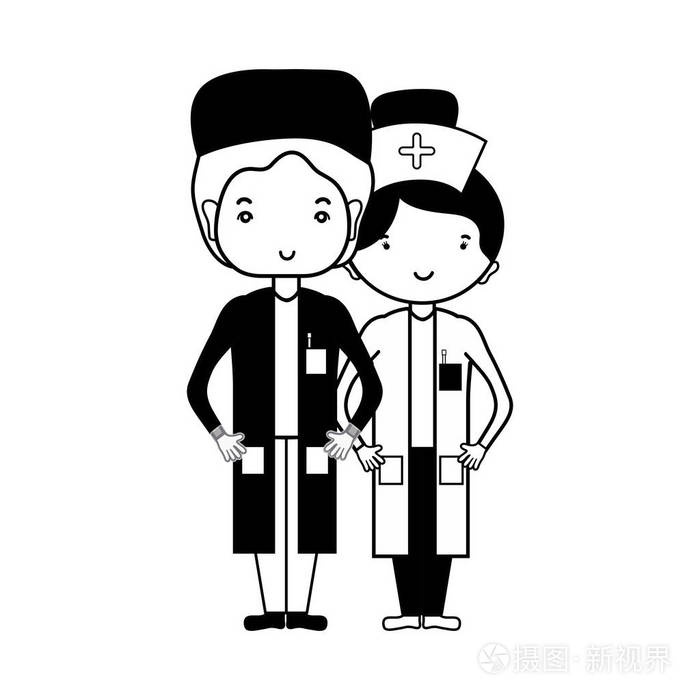 等高线医生和护士帮助人们矢量插图插画-正版商用图片17s712-摄图新