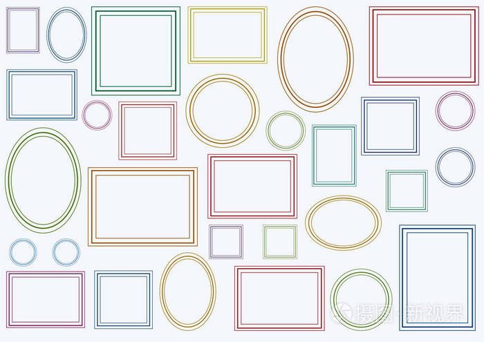 具有不同形状的相框的抽象矢量背景
