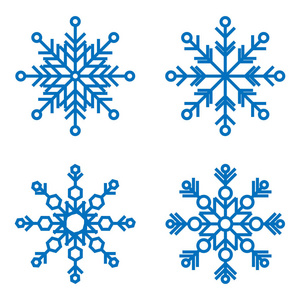 雪花矢量图标, 冬季雪的象征, 圣诞节装饰几何元素收藏