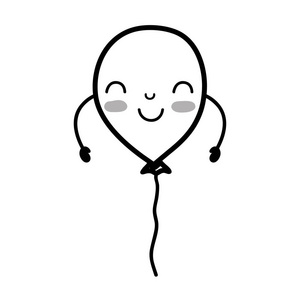 Kawaii可爱快乐气球设计矢量图