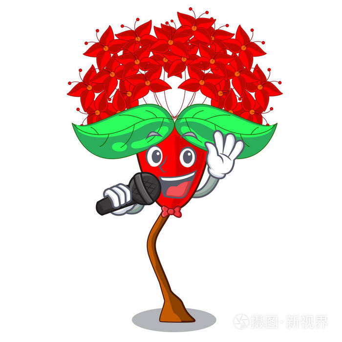 在卡通花盆中唱九朵花矢量插图