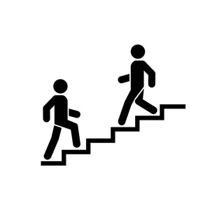 在楼梯上走路.职业标志.平面设计.矢量图.照片