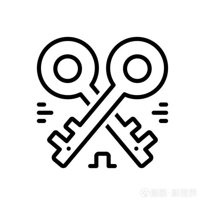 家用钥匙的黑线图标