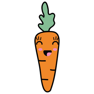 卡瓦伊可爱快乐胡萝卜蔬菜，矢量插图