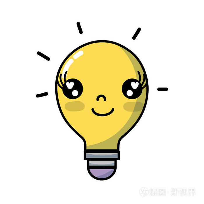 可爱的快乐灯泡想法矢量插图