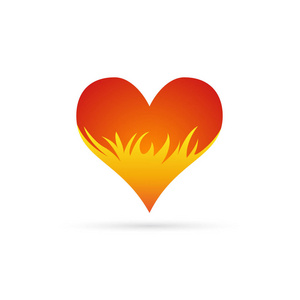 红心与火的简单矢量图标