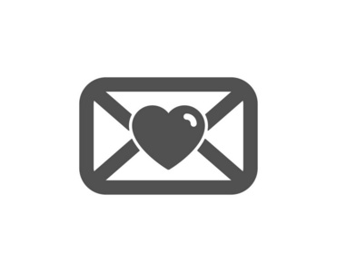 情人节邮件图标。 情书符号。 心脏信号。 质量设计要素。 经典风格图标。 向量