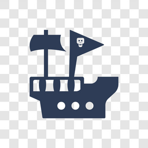 海盗船图标。 时尚海盗船标志概念透明背景从航海收集