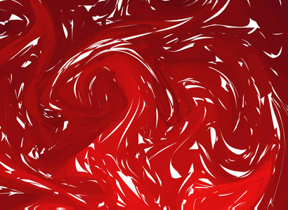 抽象墨水背景。 大理石风格。 水中的红色白墨水