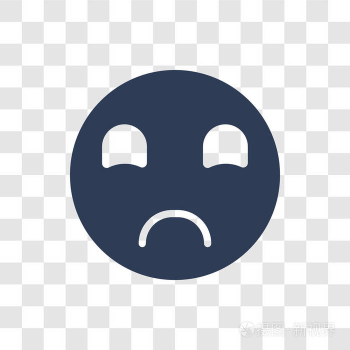 悲伤的表情符号时尚的悲伤表情标志概念透明背景从表情集收集